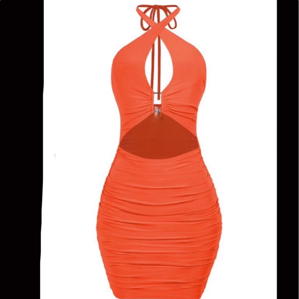 Orange Mini Halter Dress